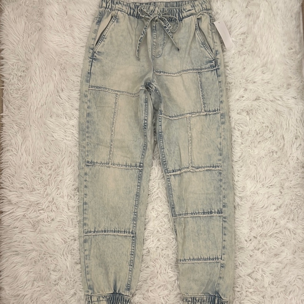 Light Blue Patchwork Jogger Pants